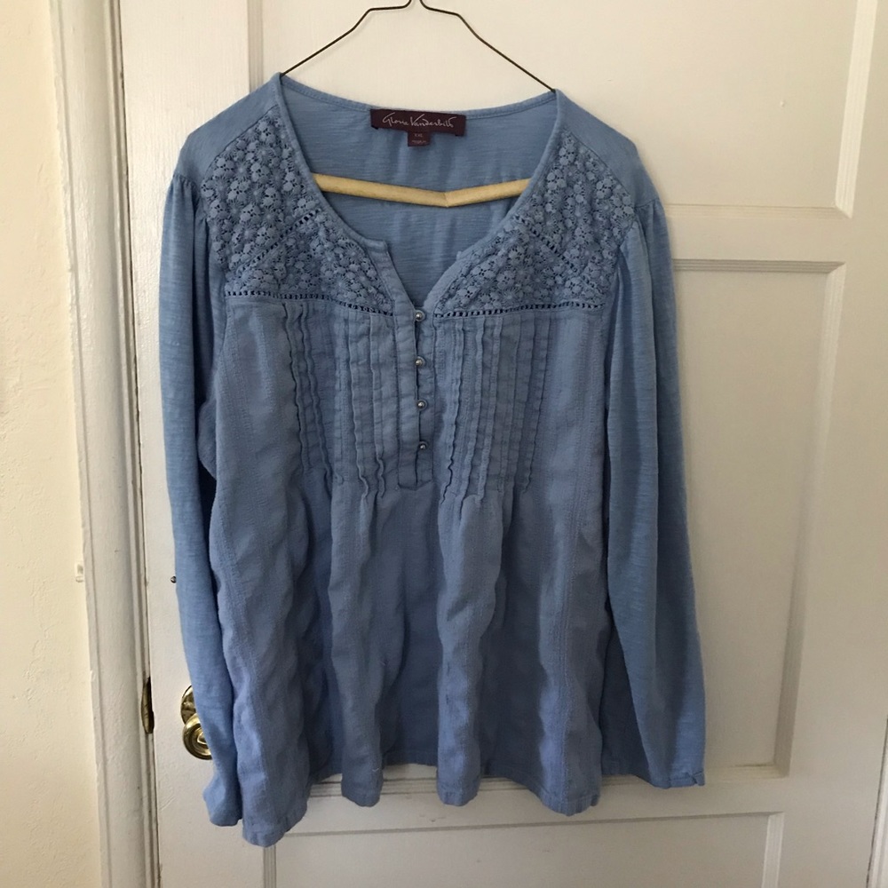 Gloria Vanderbilt Long-Sleeved Blue Top, Size: XXL
